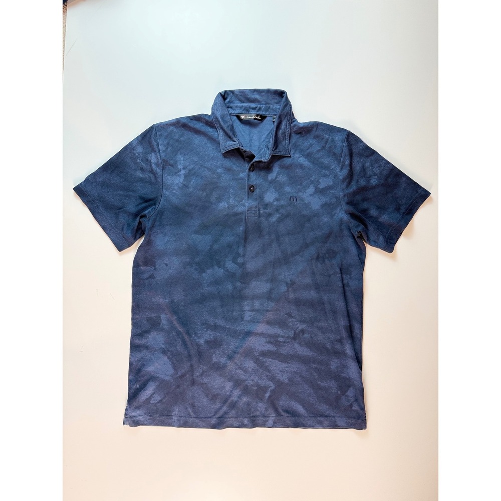 TravisMathew Mens Blue Camo Polo Shirt Short Sleeve Performance Golf Top Large